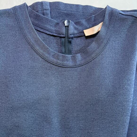 Hutch Anthropologie Navy Ponte Fit & Flare Dress Short Sleeve Pleated Skirt Sz 4 - Picture 11 of 11